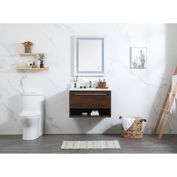 Elegant Roman 30" Single Bathroom Vanity, White/Backsplash