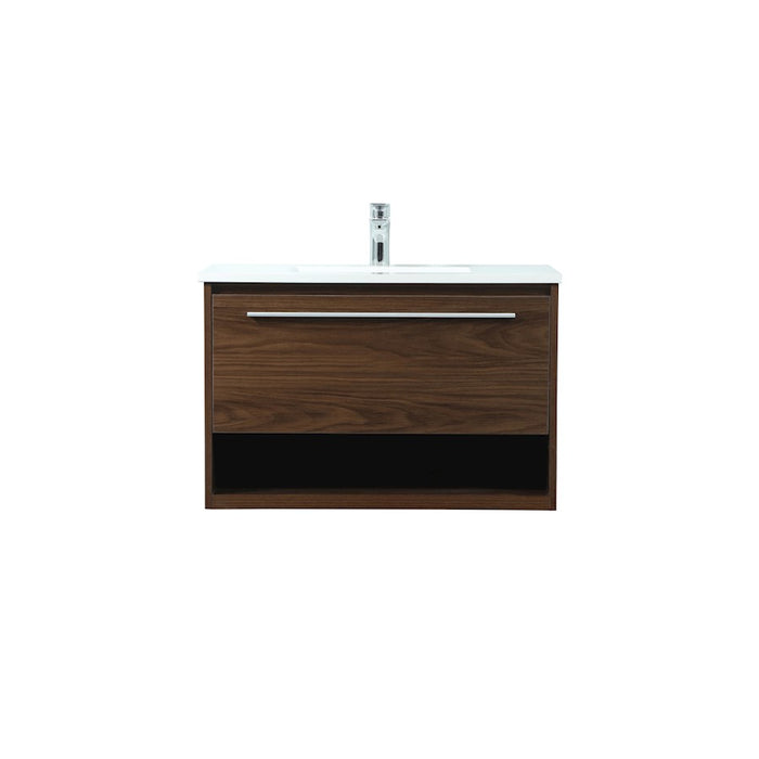 Elegant Kitchen/Bath Roman 30" Single Bathroom Vanity, Walnut - VF43530MWT