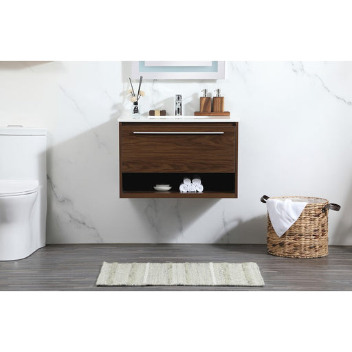 Elegant Kitchen/Bath Roman 30" Single Bathroom Vanity, Walnut