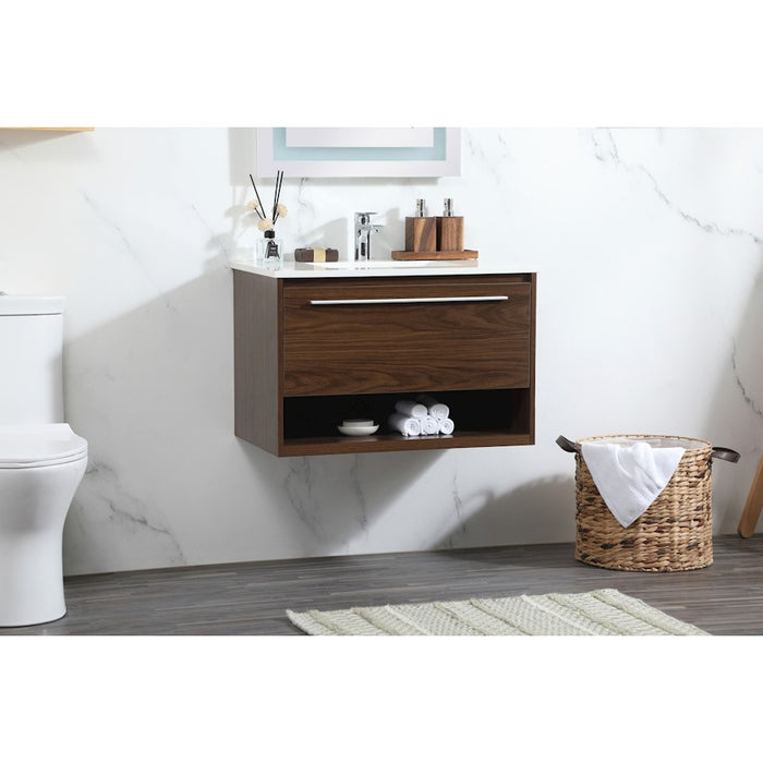Elegant Kitchen/Bath Roman 30" Single Bathroom Vanity, Walnut