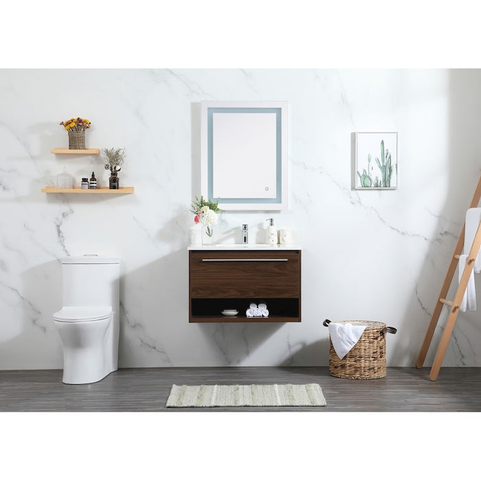 Elegant Kitchen/Bath Roman 30" Single Bathroom Vanity, Walnut