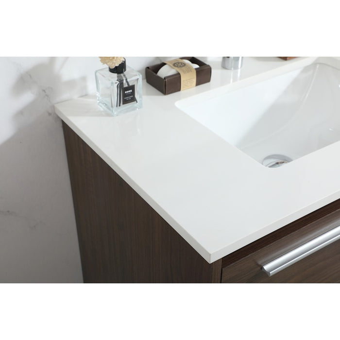 Elegant Kitchen/Bath Roman 30" Single Bathroom Vanity, Walnut