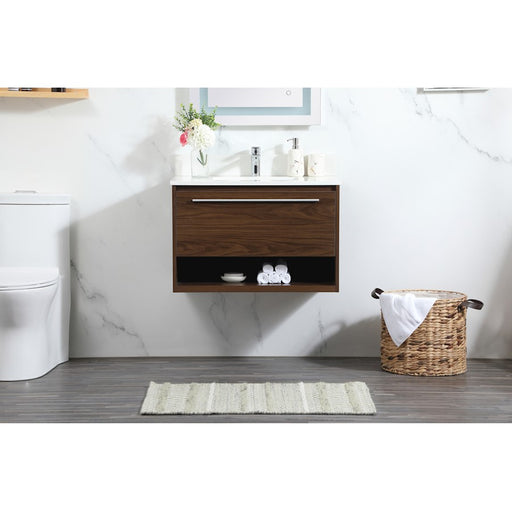 Elegant Roman 30" Single Bathroom Vanity, Walnut/Backsplash