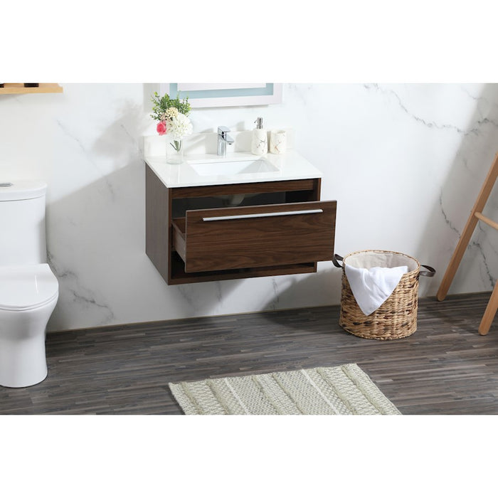Elegant Roman 30" Single Bathroom Vanity, Walnut/Backsplash