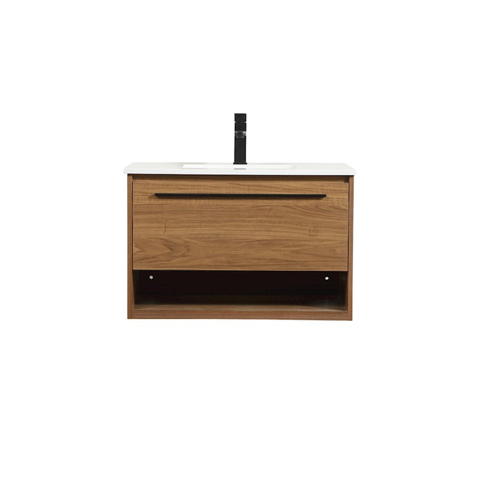 Elegant Kitchen/Bath Roman 30" Single Bathroom Vanity, Walnut Brown - VF43530WB