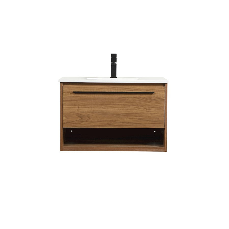 Elegant Kitchen/Bath Roman 30" Single Bathroom Vanity, Walnut Brown - VF43530WB