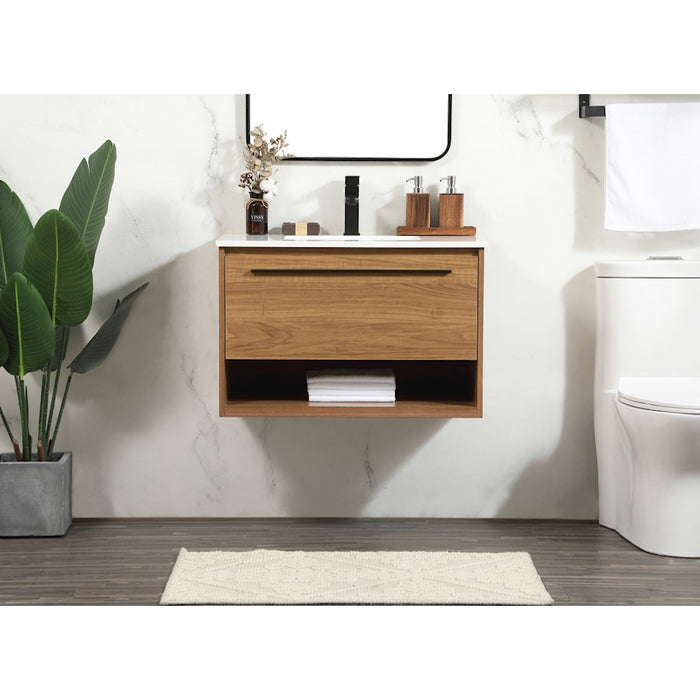 Elegant Kitchen/Bath Roman 30" Single Bathroom Vanity, Walnut Brown