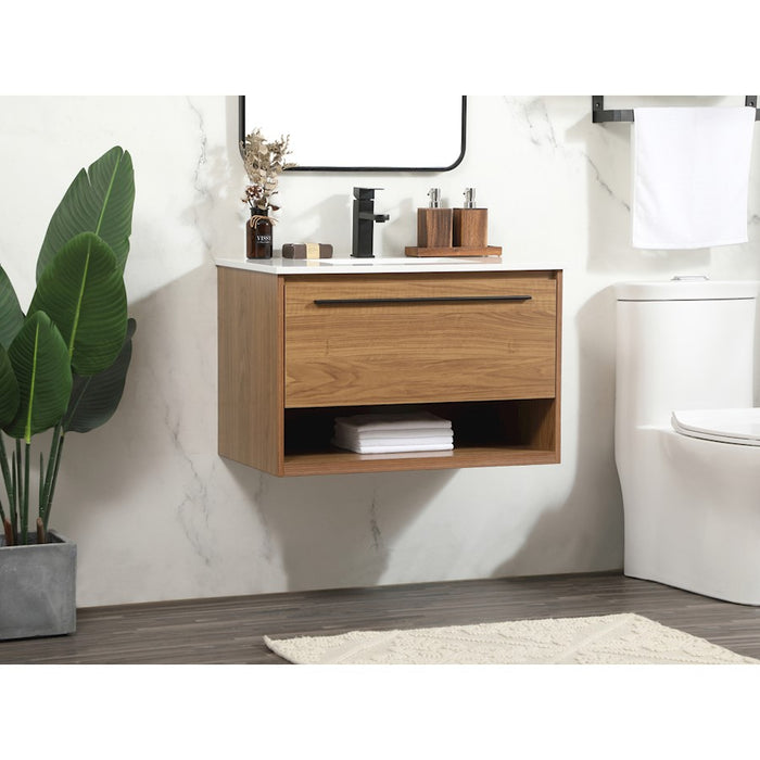 Elegant Kitchen/Bath Roman 30" Single Bathroom Vanity, Walnut Brown