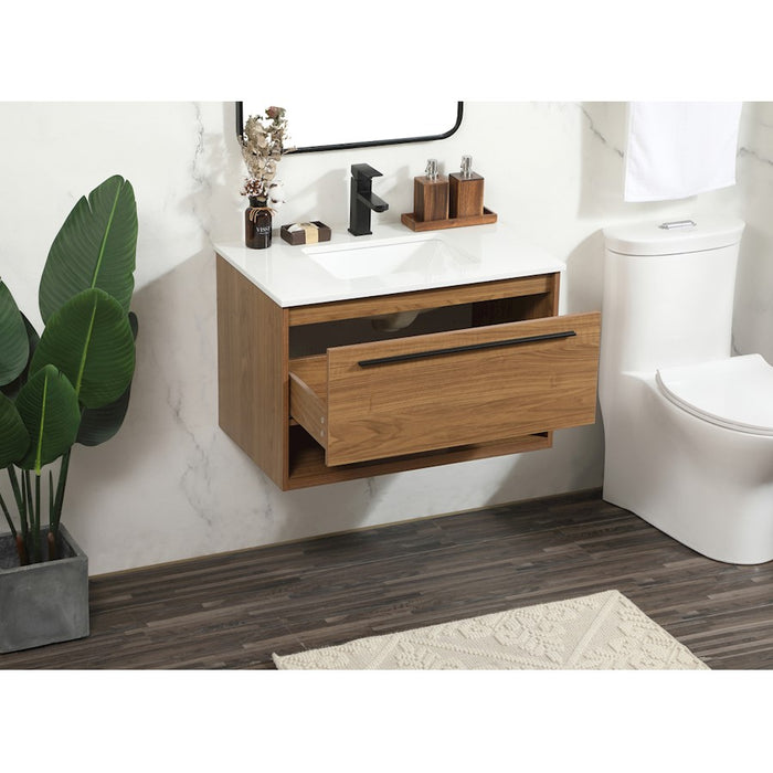 Elegant Kitchen/Bath Roman 30" Single Bathroom Vanity, Walnut Brown
