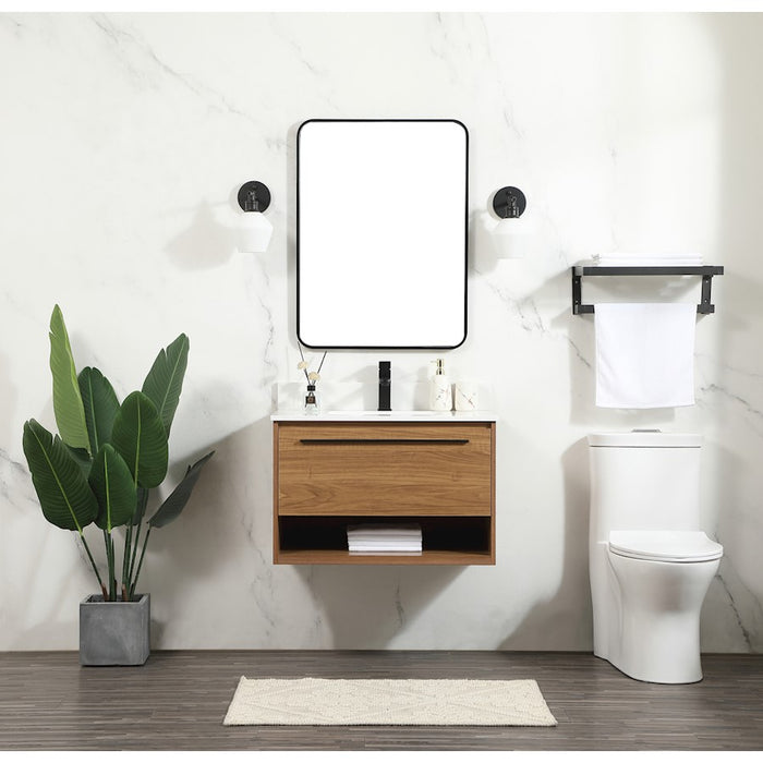 Elegant Kitchen/Bath Roman 30" Single Bathroom Vanity, Walnut Brown