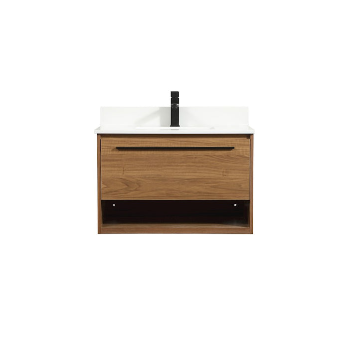 Elegant Roman 30" Single Bathroom Vanity, Walnut Brown/Backsplash - VF43530WB-BS