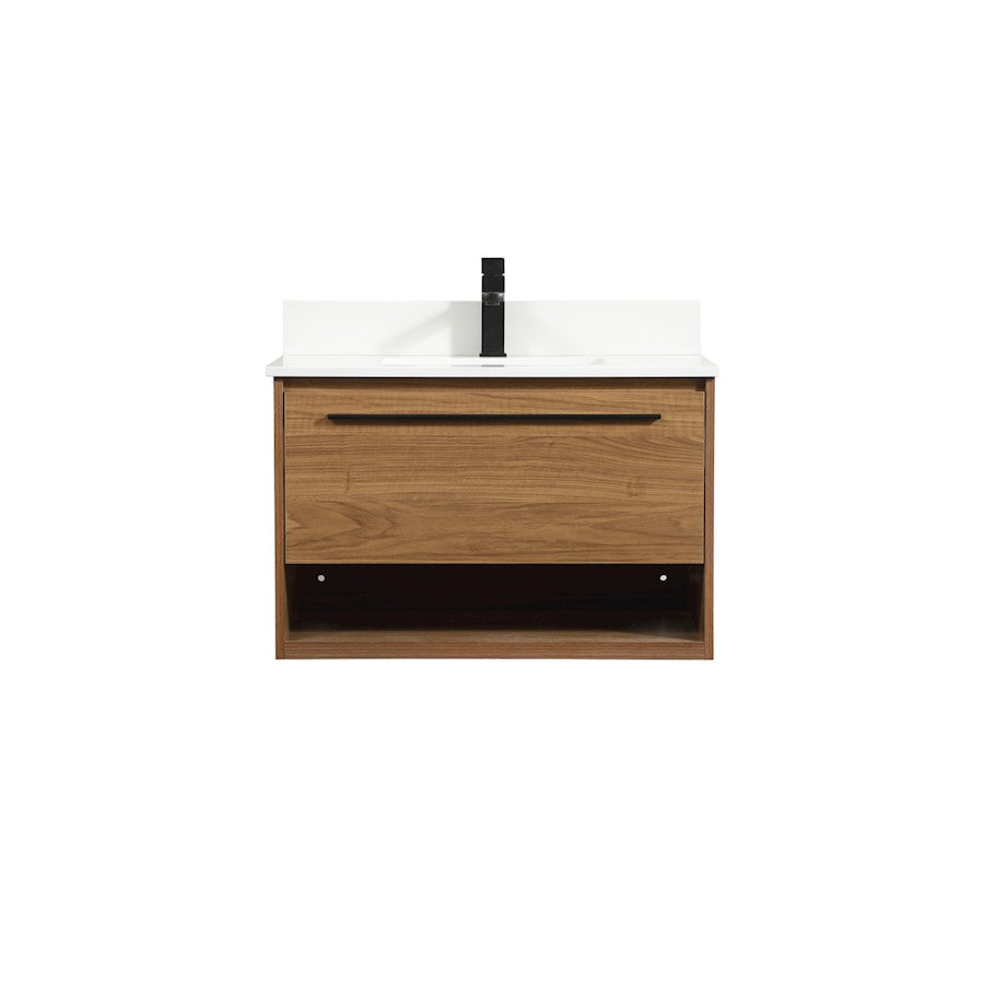 Elegant Roman 30" Single Bathroom Vanity, Walnut Brown/Backsplash - VF43530WB-BS