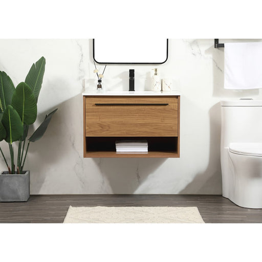 Elegant Roman 30" Single Bathroom Vanity, Walnut Brown/Backsplash