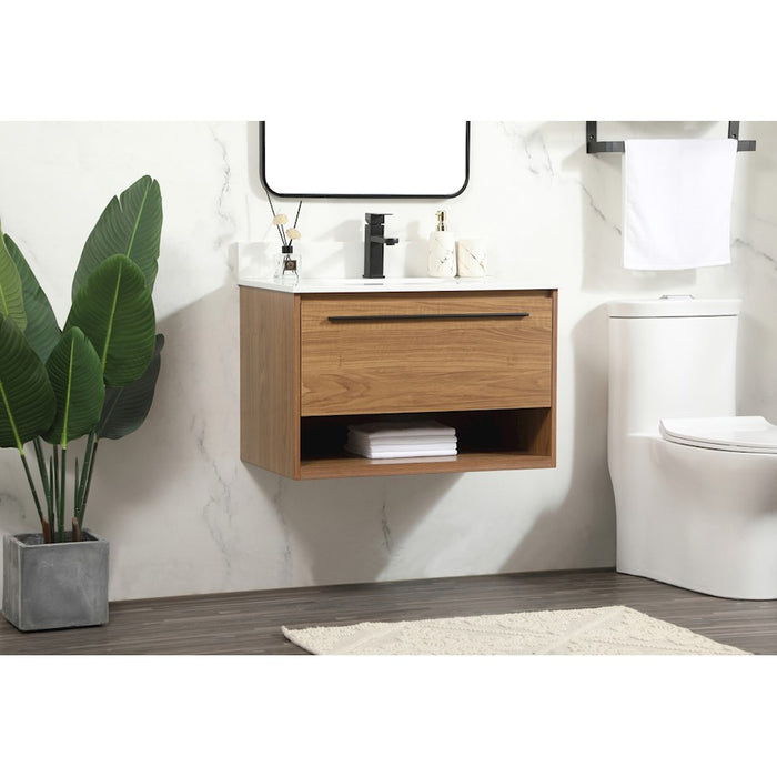 Elegant Roman 30" Single Bathroom Vanity, Walnut Brown/Backsplash