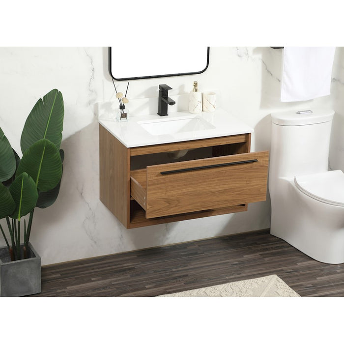 Elegant Roman 30" Single Bathroom Vanity, Walnut Brown/Backsplash