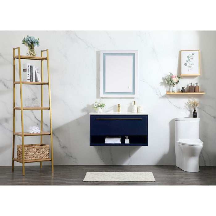 Elegant Roman 30" Single Bathroom Vanity, Walnut Brown/Backsplash