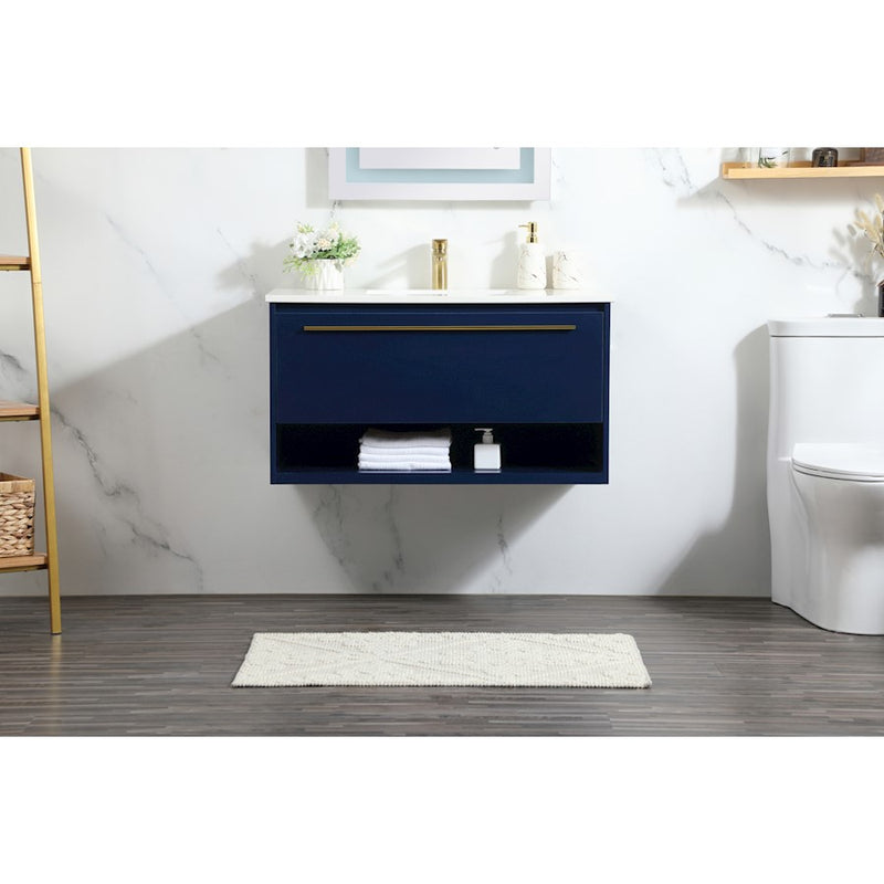 Elegant Kitchen/Bath Roman 36" Single Bathroom Vanity, Blue