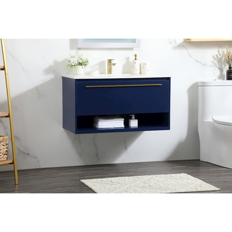Elegant Kitchen/Bath Roman 36" Single Bathroom Vanity, Blue