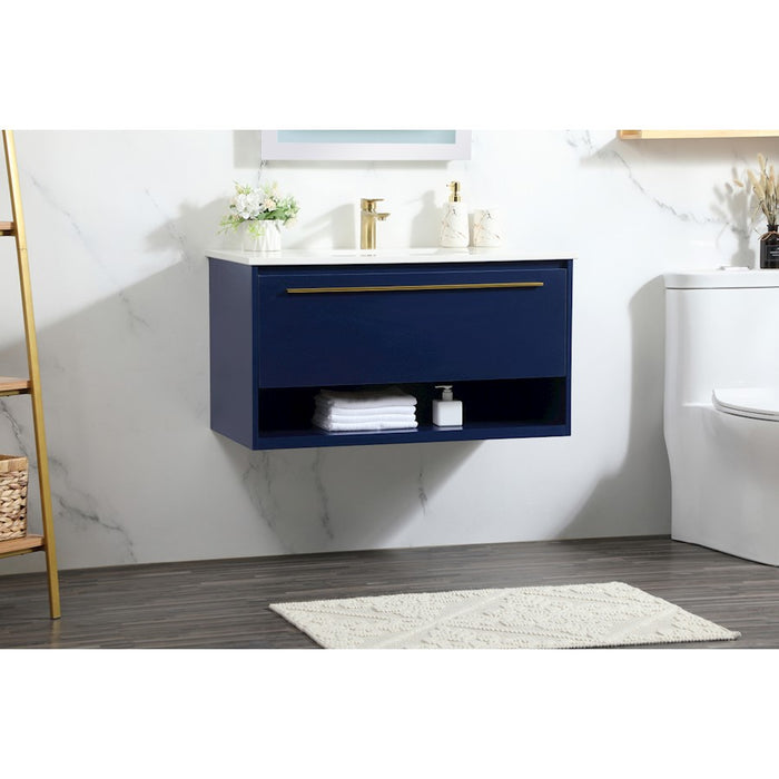 Elegant Kitchen/Bath Roman 36" Single Bathroom Vanity, Blue