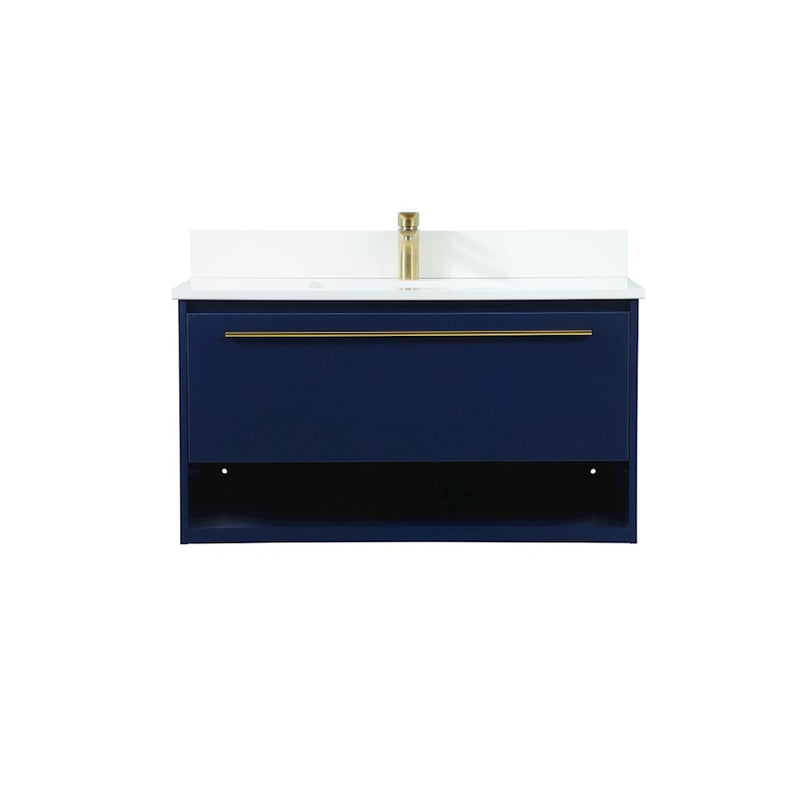 Elegant Roman 36" Single Bathroom Vanity, Blue/Backsplash - VF43536MBL-BS