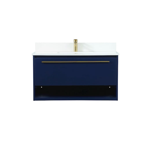 Elegant Roman 36" Single Bathroom Vanity, Blue/Backsplash - VF43536MBL-BS