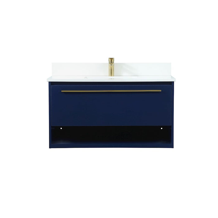 Elegant Roman 36" Single Bathroom Vanity, Blue/Backsplash - VF43536MBL-BS