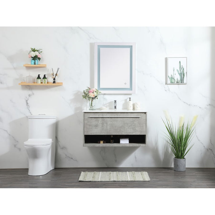 Elegant Roman 36" Single Bathroom Vanity, Blue/Backsplash