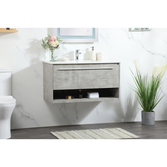Elegant Roman 36" Single Bathroom Vanity, Concrete Grey
