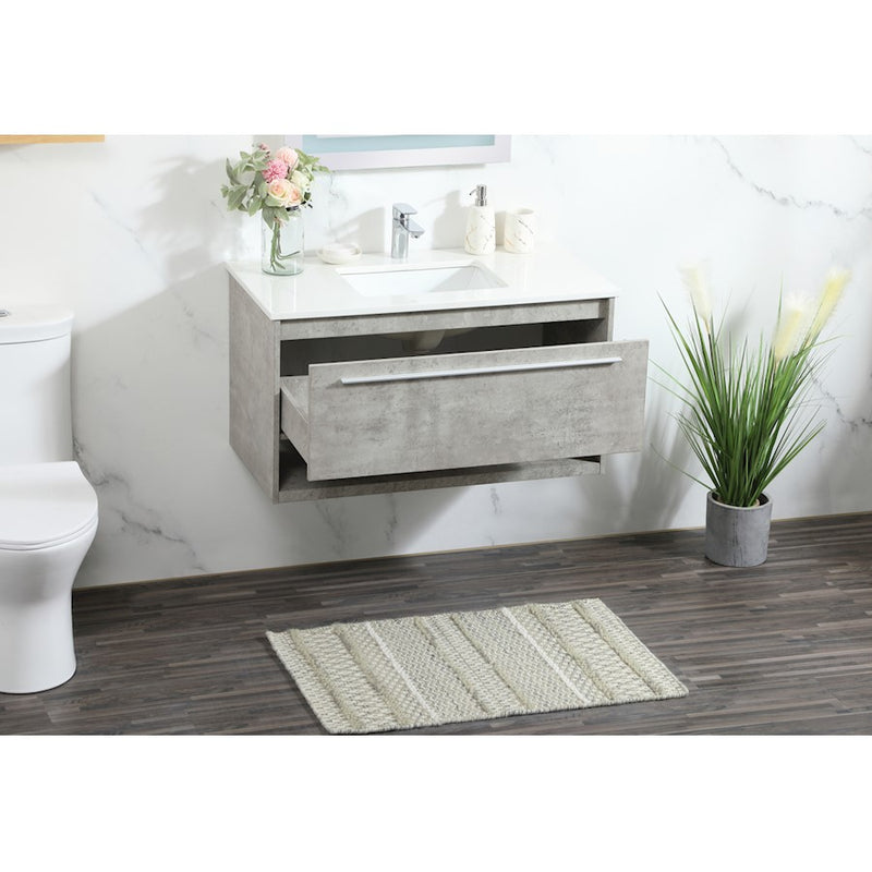 Elegant Roman 36" Single Bathroom Vanity, Concrete Grey
