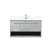 Elegant Roman 36" Single Vanity, Concrete Grey/Backsplash - VF43536MCG-BS