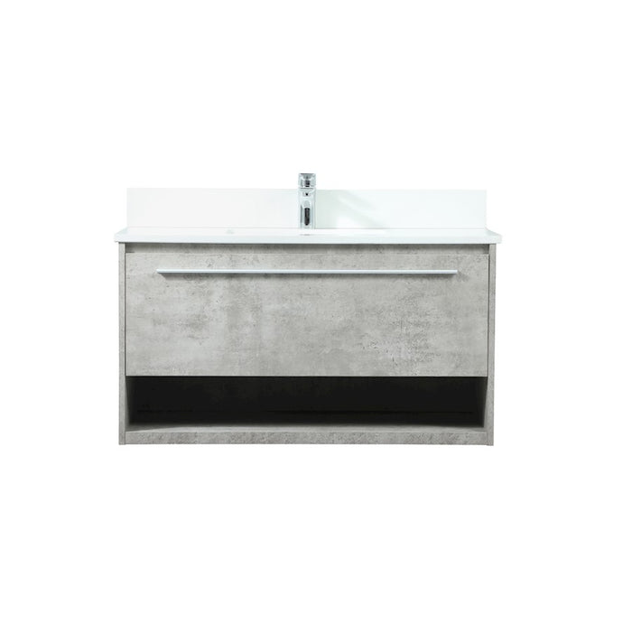 Elegant Roman 36" Single Vanity, Concrete Grey/Backsplash - VF43536MCG-BS