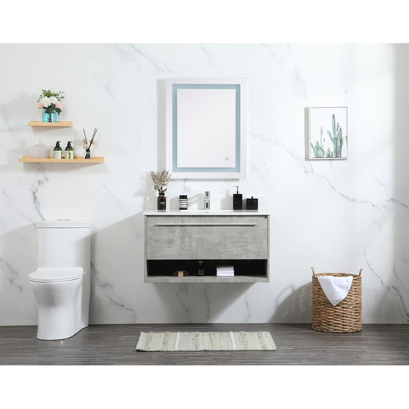 Elegant Roman 36" Single Vanity, Concrete Grey/Backsplash