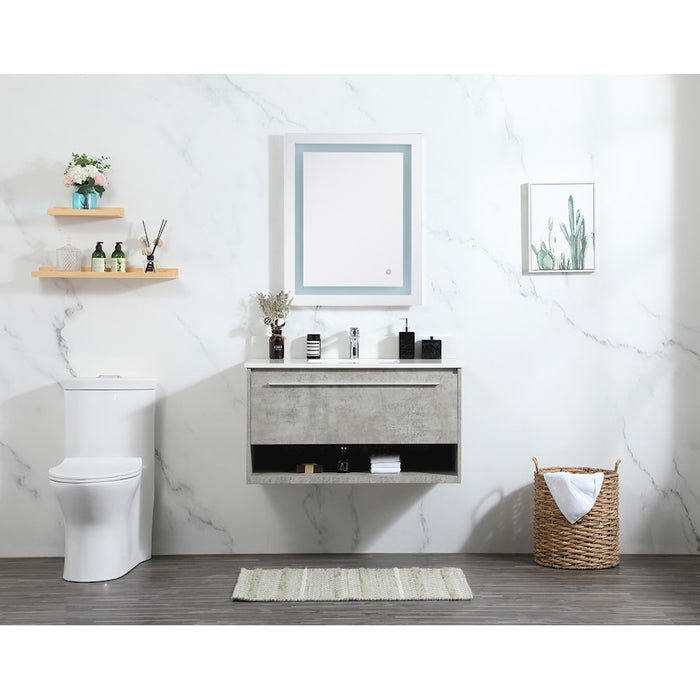 Elegant Roman 36" Single Vanity, Concrete Grey/Backsplash