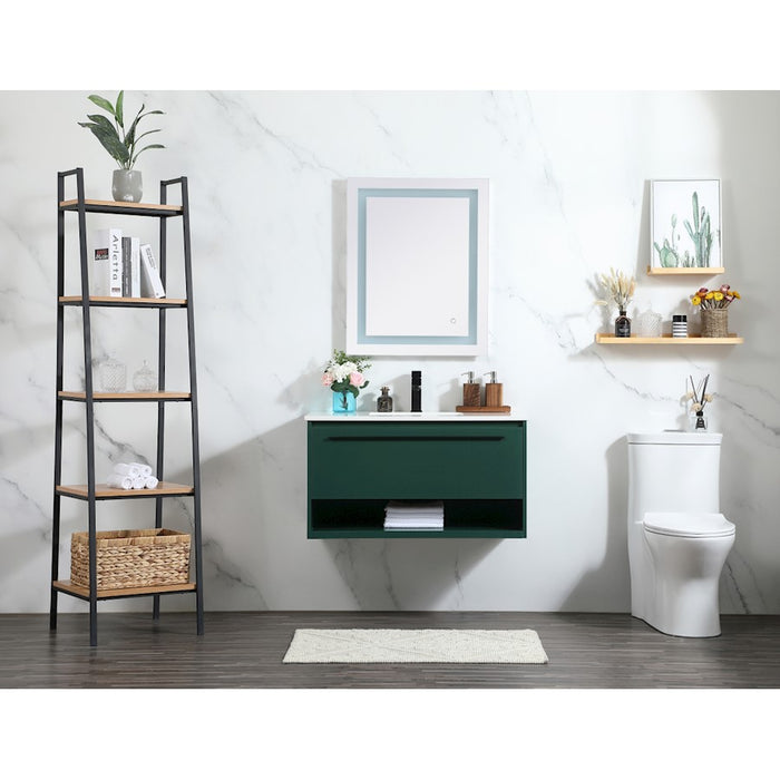 Elegant Roman 36" Single Vanity, Concrete Grey/Backsplash