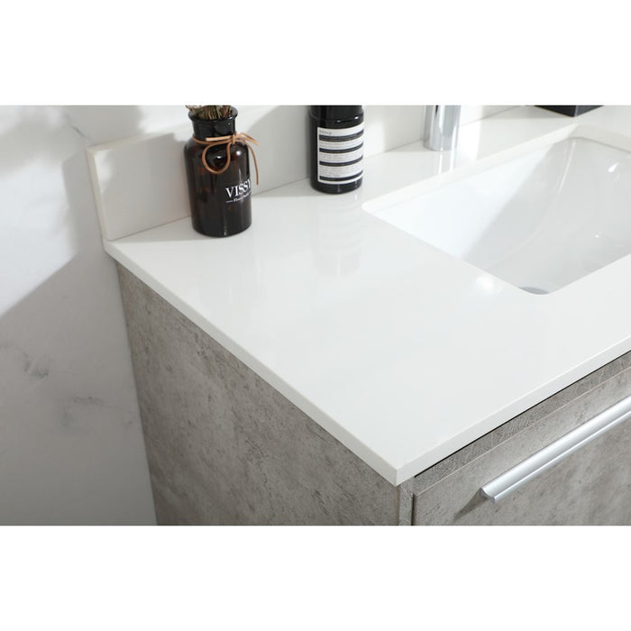 Elegant Roman 36" Single Vanity, Concrete Grey/Backsplash
