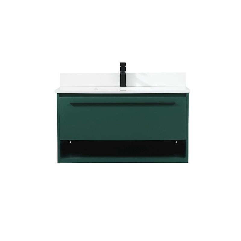 Elegant Roman 36" Single Bathroom Vanity, Green/Backsplash - VF43536MGN-BS