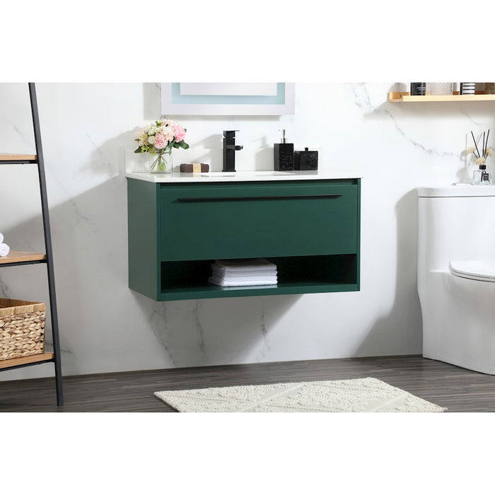 Elegant Roman 36" Single Bathroom Vanity, Green/Backsplash