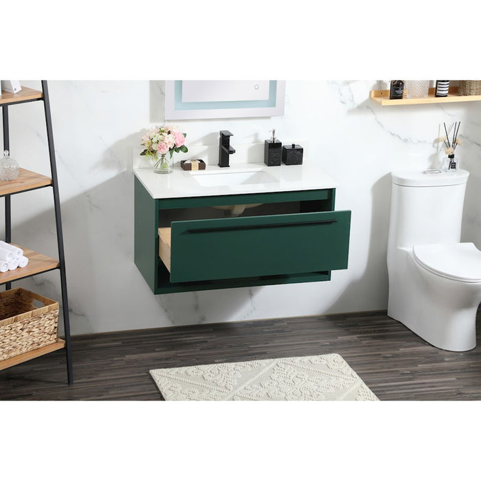 Elegant Roman 36" Single Bathroom Vanity, Green/Backsplash