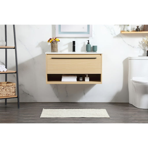 Elegant Kitchen/Bath Roman 36" Single Bathroom Vanity, Maple