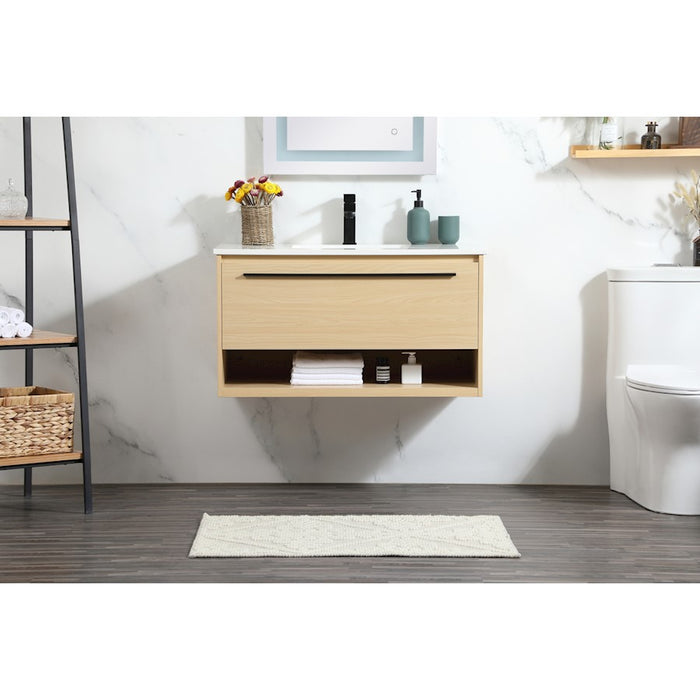 Elegant Kitchen/Bath Roman 36" Single Bathroom Vanity, Maple