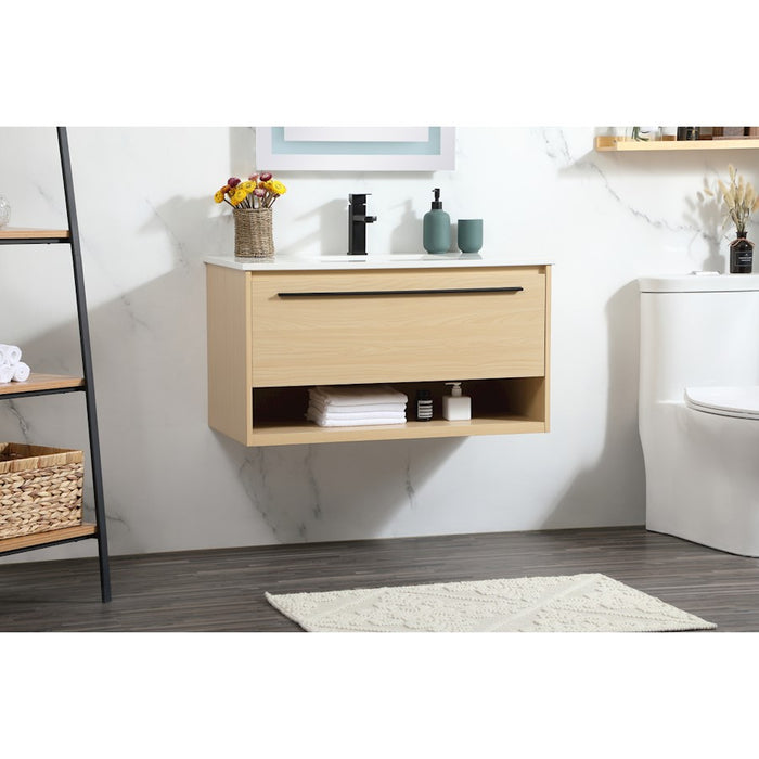 Elegant Kitchen/Bath Roman 36" Single Bathroom Vanity, Maple