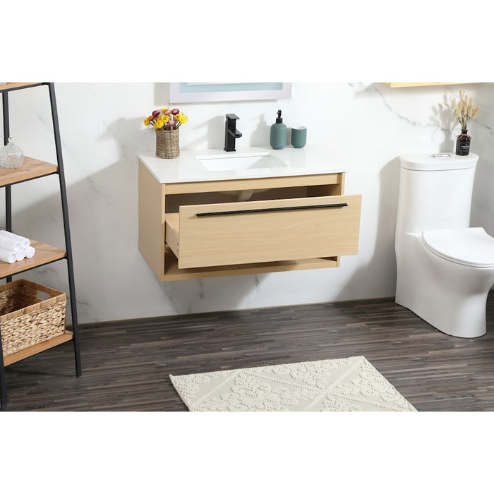 Elegant Kitchen/Bath Roman 36" Single Bathroom Vanity, Maple