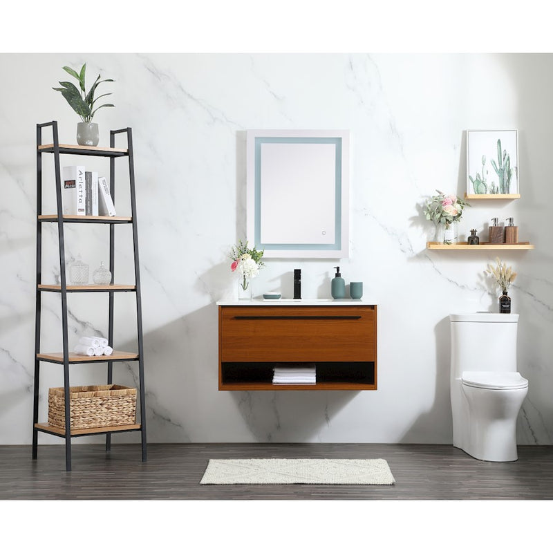 Elegant Roman 36" Single Bathroom Vanity, Maple/Backsplash
