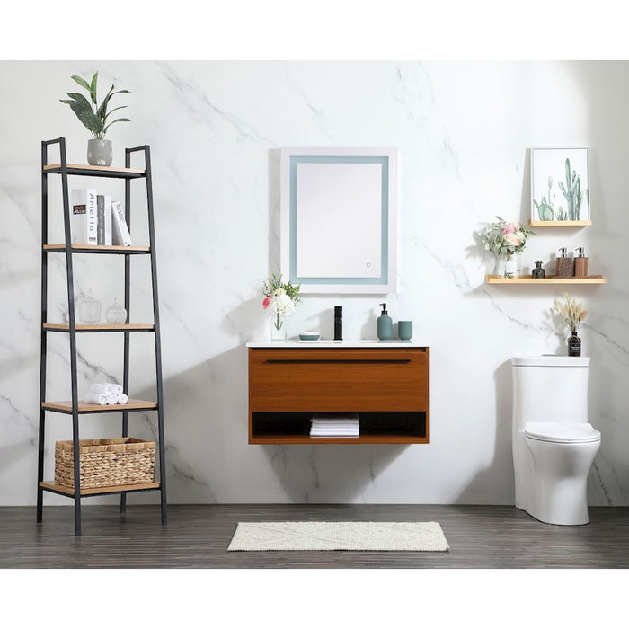 Elegant Roman 36" Single Bathroom Vanity, Maple/Backsplash