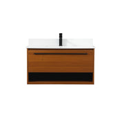 Elegant Roman 36" Single Bathroom Vanity, Teak/Backsplash - VF43536MTK-BS