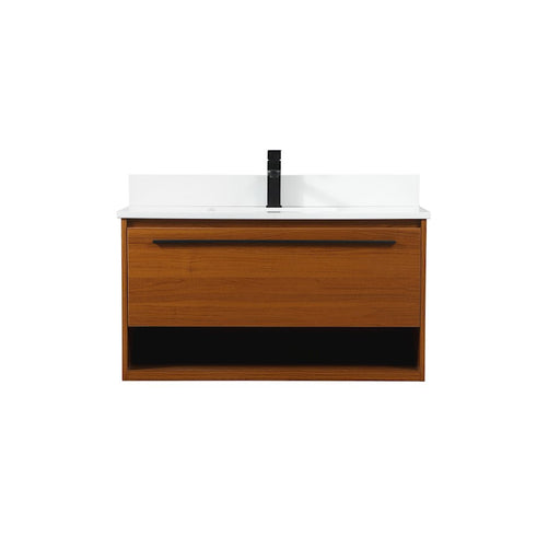Elegant Roman 36" Single Bathroom Vanity, Teak/Backsplash - VF43536MTK-BS