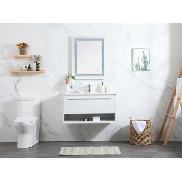 Elegant Roman 36" Single Bathroom Vanity, Teak/Backsplash