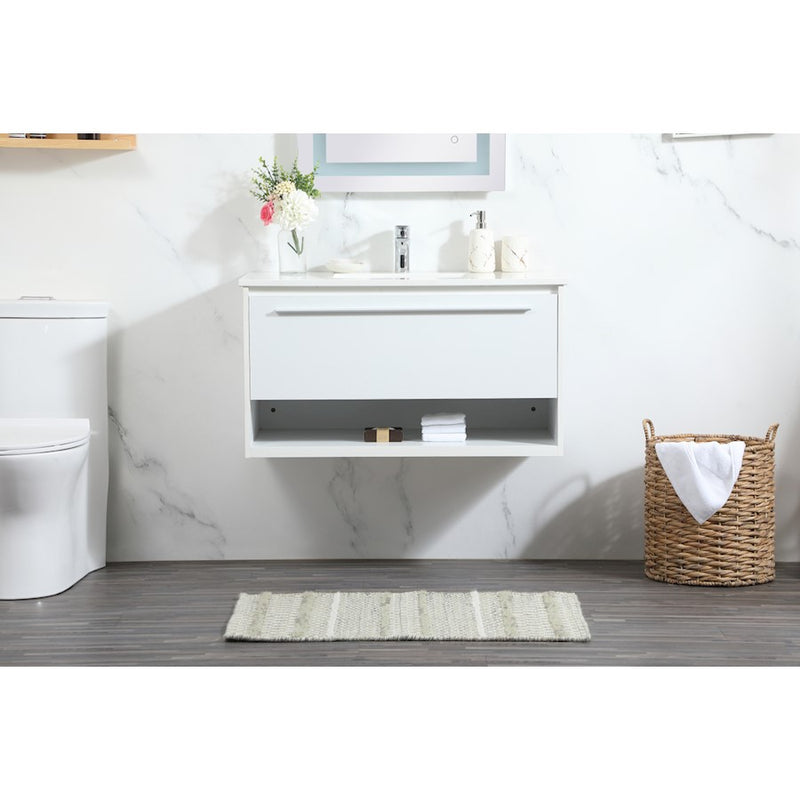 Elegant Kitchen/Bath Roman 36" Single Bathroom Vanity, White