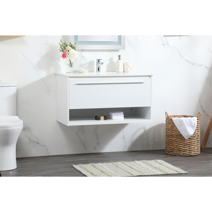 Elegant Kitchen/Bath Roman 36" Single Bathroom Vanity, White
