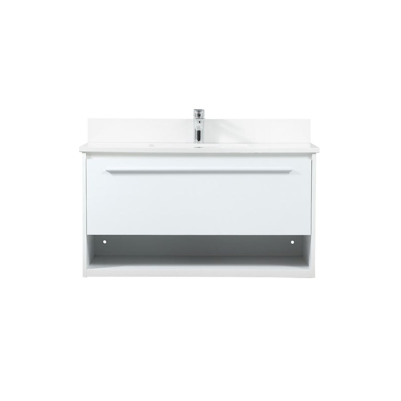 Elegant Roman 36" Single Bathroom Vanity, White/Backsplash - VF43536MWH-BS